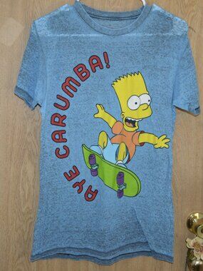 The Simpsons Graphic Tee Bart See Through Aye Carumba Sheer Shirt